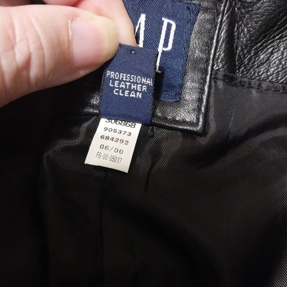 VTG Gap leather pants Women 4 black bootcut 28x31 Biker Motorcycle Gothic Y2K - Picture 9 of 12